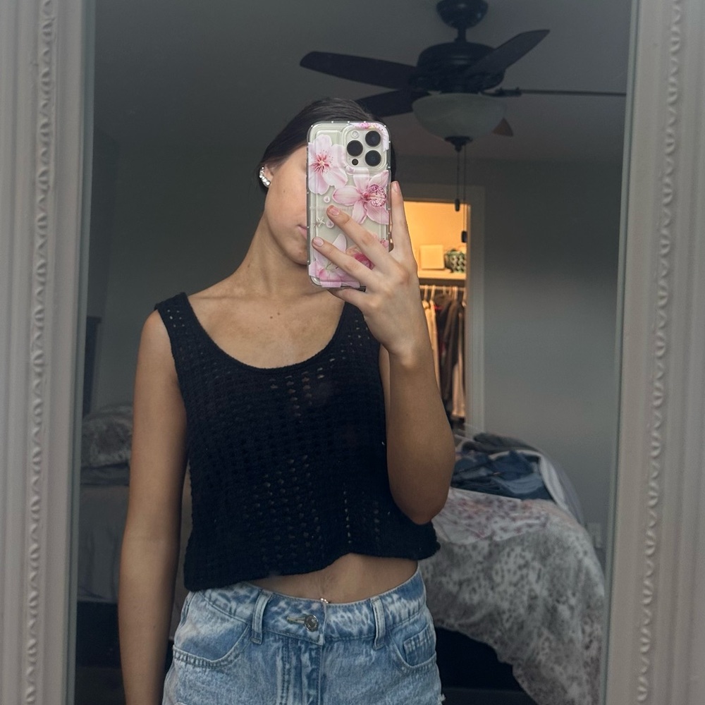 Black Sleeveless Knit Bikini Coverup